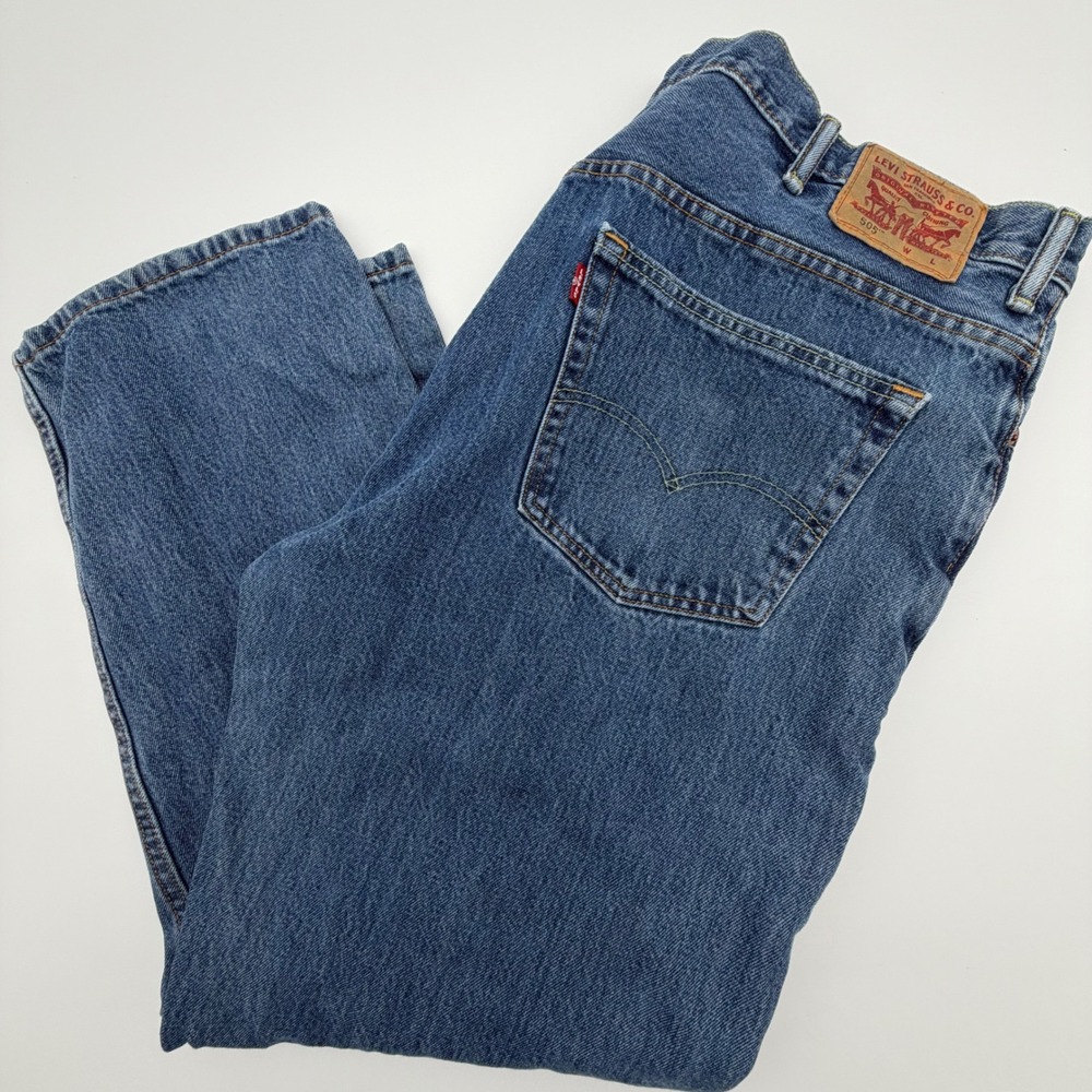 Levis 505 Regular Fit Straight Leg Blue Denim Jeans Mens 46x30 04505-4886
